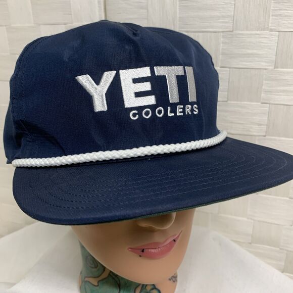 Yeti Coolers Blue Snapback Hat White Rope Corded Bill White Logo - Picture 1 of 7
